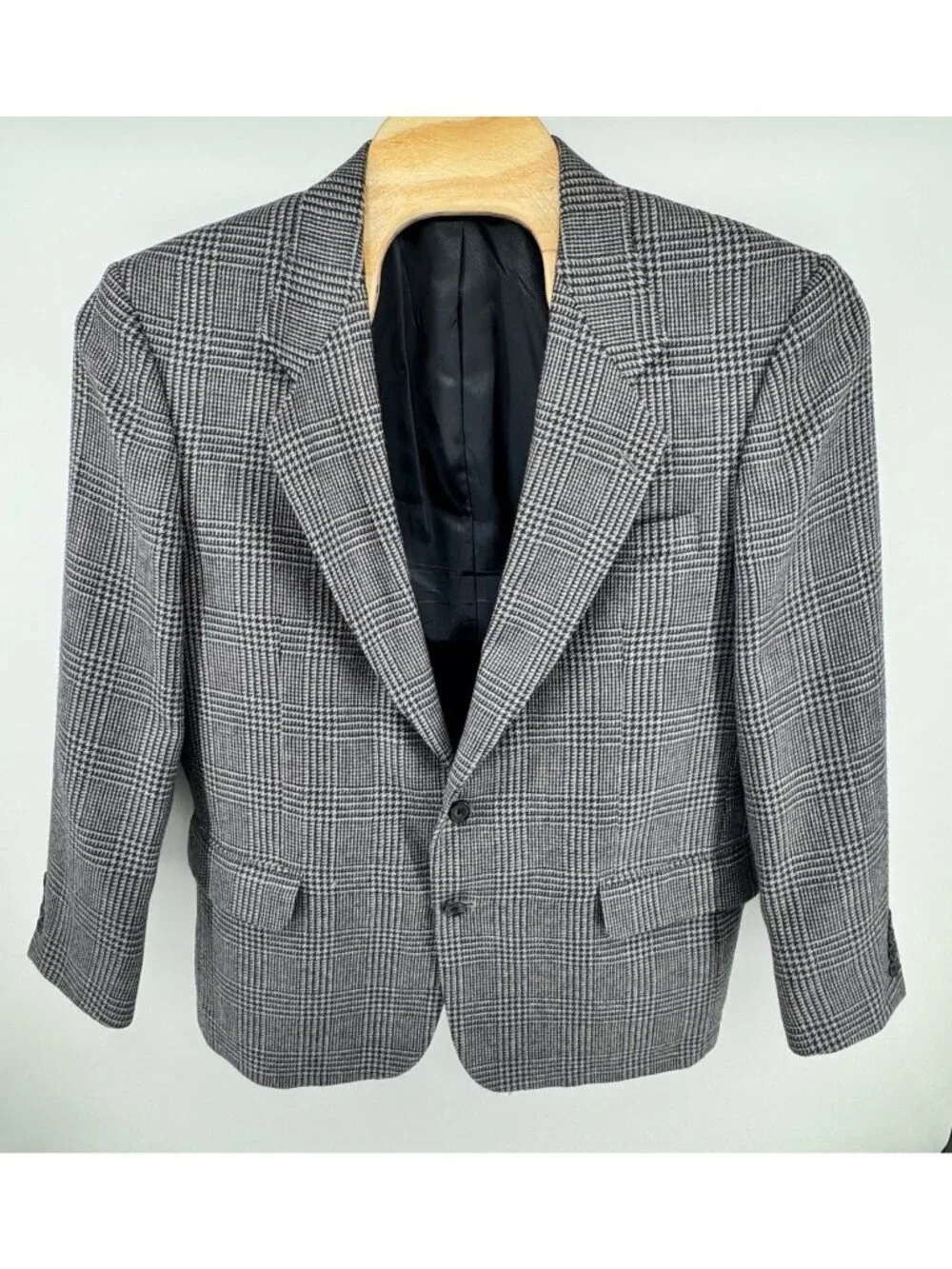 Oscar de la Renta Signature Men’s 44R Glen Plaid Wool Blazer Sport Coat